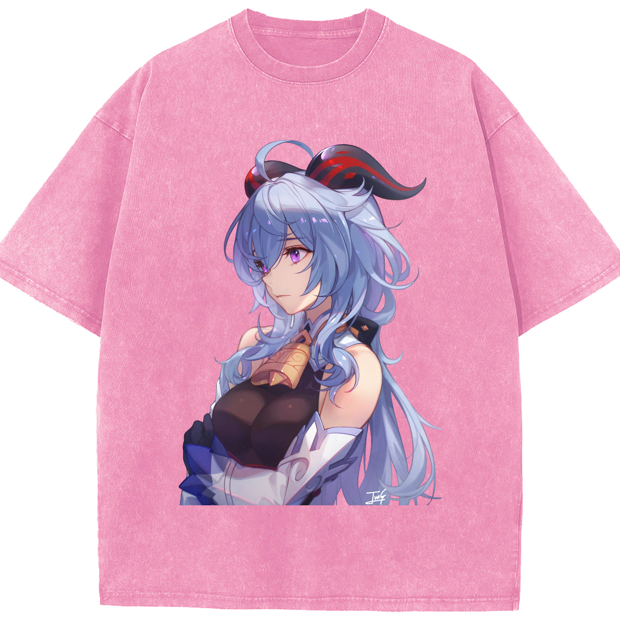 げんし神 甘雨 かんう genshin Ganyu 綿100% ヴィンテージ風 半袖Tシャツ（フロントプリント）